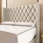 Luxor Wingback Divan Bed - Cream Chenille