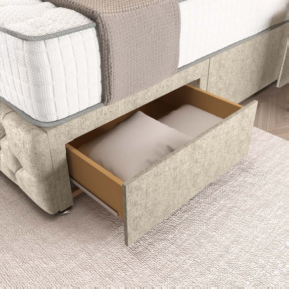 Luxor Wingback Divan Bed - Cream Chenille