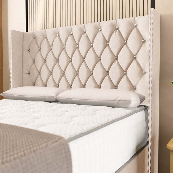 Luxor Wingback Divan Bed - Cream Naples