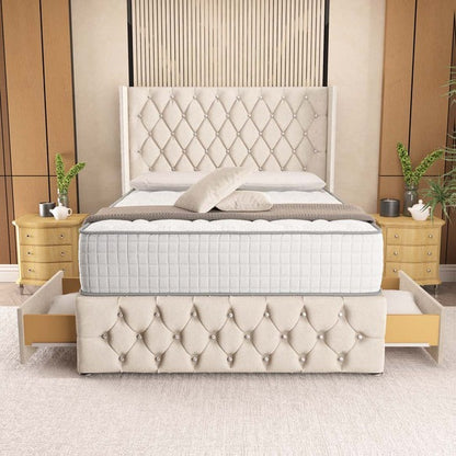 Luxor Wingback Divan Bed - Cream Naples