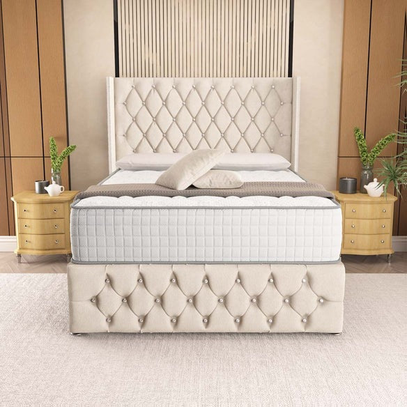 Luxor Wingback Divan Bed - Cream Naples