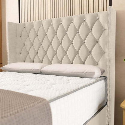 Luxor Wingback Divan Bed - Cream Plush Velvet