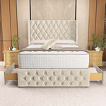 Luxor Wingback Divan Bed - Cream Plush Velvet