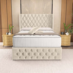 Luxor Wingback Divan Bed - Cream Plush Velvet