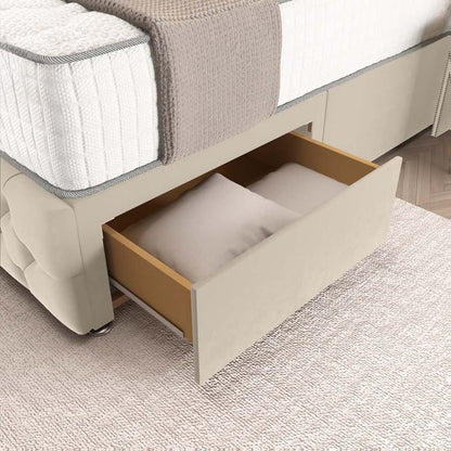 Luxor Wingback Divan Bed - Cream Plush Velvet