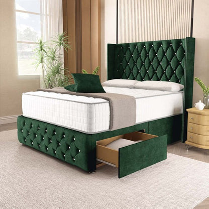 Luxor Wingback Divan Bed - Emerald Coniston