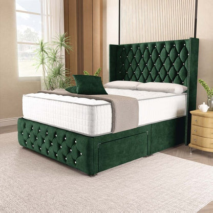 Luxor Wingback Divan Bed - Emerald Coniston