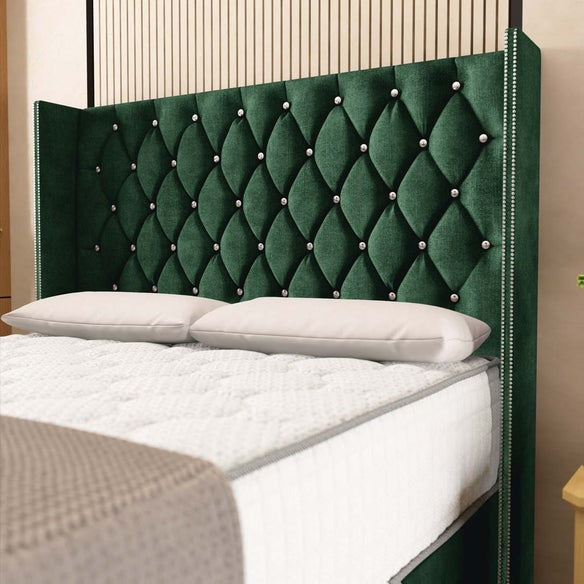 Luxor Wingback Divan Bed - Emerald Coniston