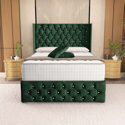 Luxor Wingback Divan Bed - Emerald Coniston