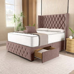 Luxor Wingback Divan Bed - Mauve Naples