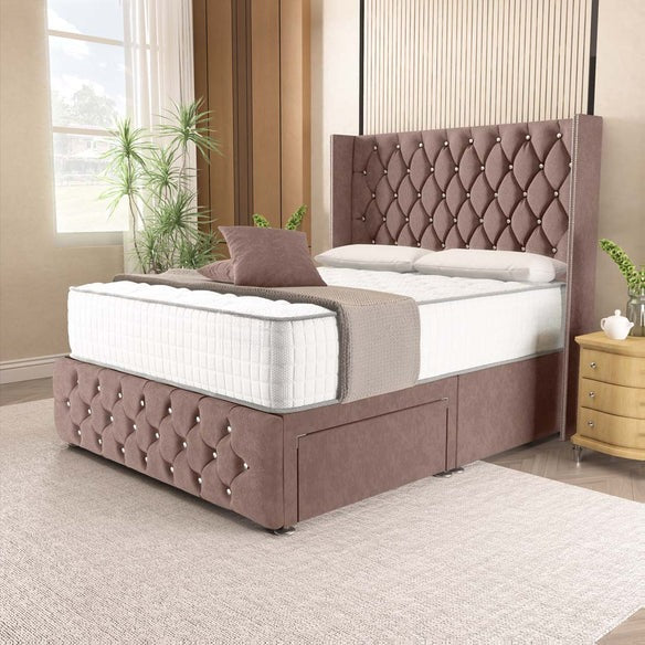 Luxor Wingback Divan Bed - Mauve Naples