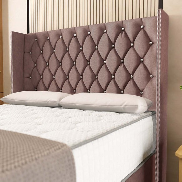 Luxor Wingback Divan Bed - Mauve Naples