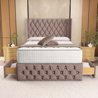 Luxor Wingback Divan Bed - Mauve Naples