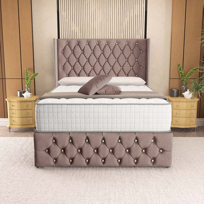 Luxor Wingback Divan Bed - Mauve Naples