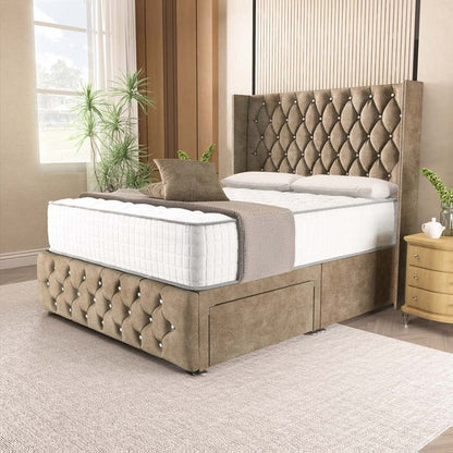 Luxor Wingback Divan Bed - Mink Coniston
