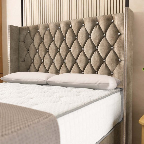 Luxor Wingback Divan Bed - Mink Coniston