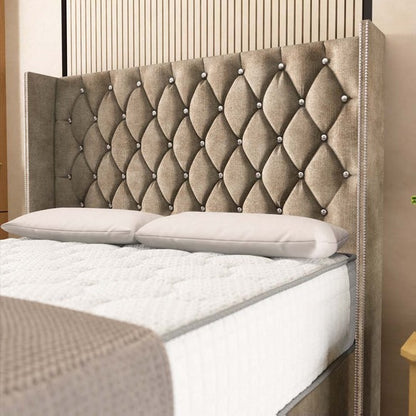 Luxor Wingback Divan Bed - Mink Coniston