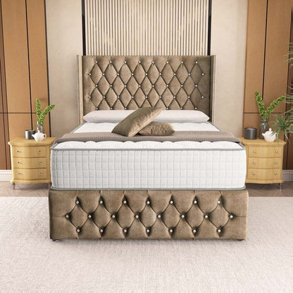 Luxor Wingback Divan Bed - Mink Coniston