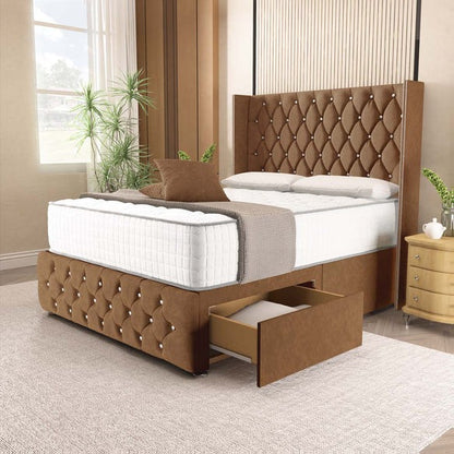 Luxor Wingback Divan Bed - Mink Naples