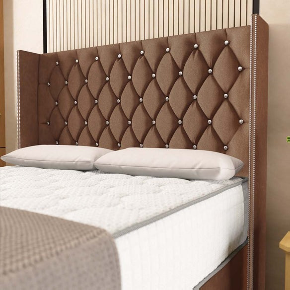 Luxor Wingback Divan Bed - Mink Naples