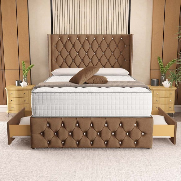 Luxor Wingback Divan Bed - Mink Naples