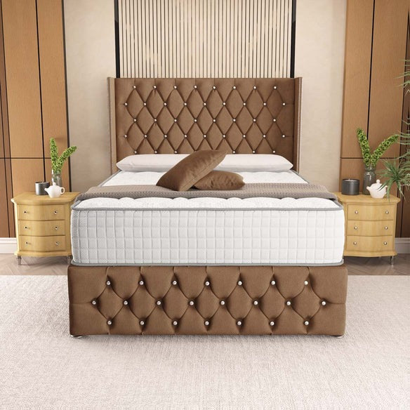 Luxor Wingback Divan Bed - Mink Naples