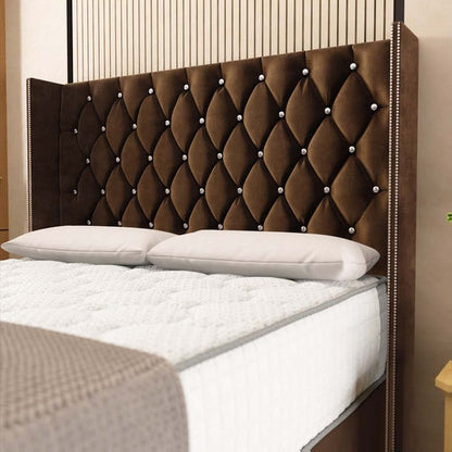 Luxor Wingback Divan Bed - Mocca Plush Velvet