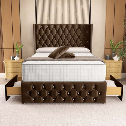 Luxor Wingback Divan Bed - Mocca Plush Velvet