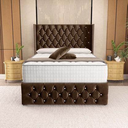 Luxor Wingback Divan Bed - Mocca Plush Velvet