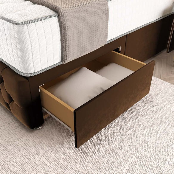 Luxor Wingback Divan Bed - Mocca Plush Velvet