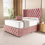 Luxor Wingback Divan Bed - Pink Coniston