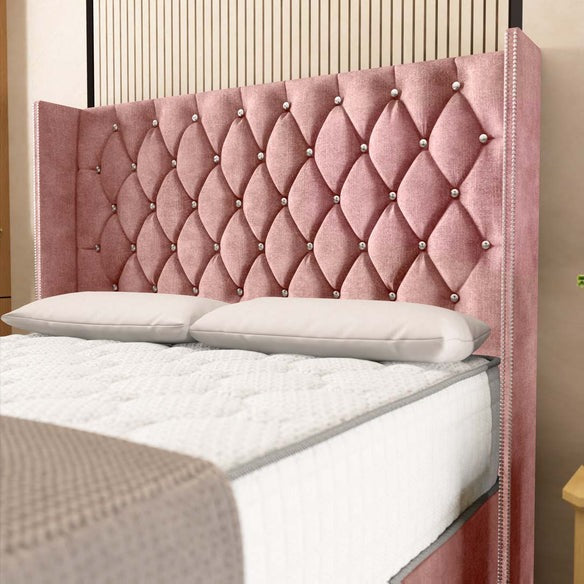Luxor Wingback Divan Bed - Pink Coniston