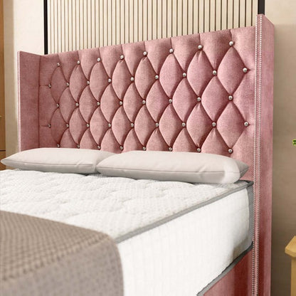 Luxor Wingback Divan Bed - Pink Coniston