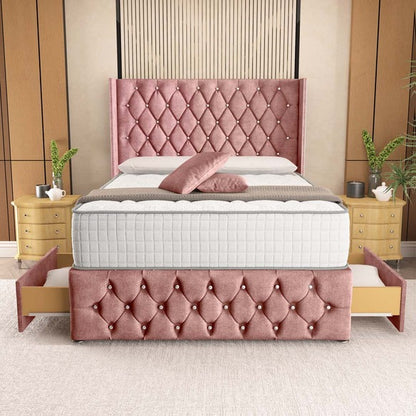 Luxor Wingback Divan Bed - Pink Coniston