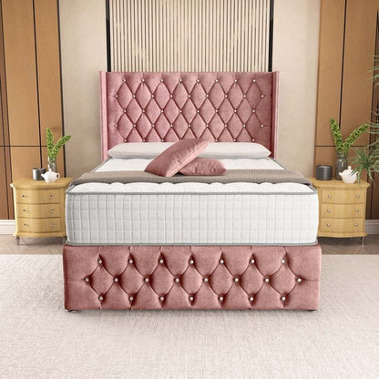 Luxor Wingback Divan Bed - Pink Coniston