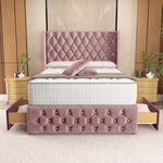 Luxor Wingback Divan Bed - Pink Plush Velvet