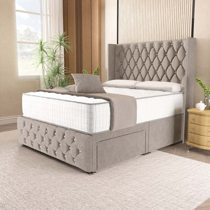 Luxor Wingback Divan Bed - Seal Grey Naples