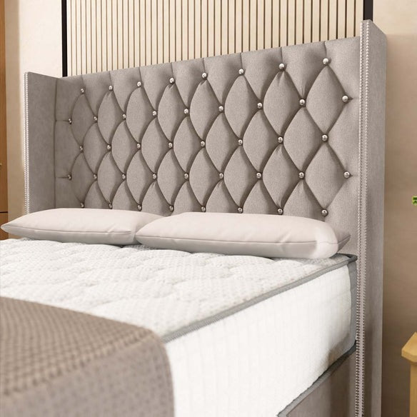 Luxor Wingback Divan Bed - Seal Grey Naples