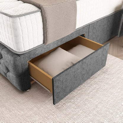 Luxor Wingback Divan Bed - Silver Chenille