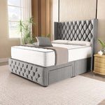 Luxor Wingback Divan Bed - Silver Linoso