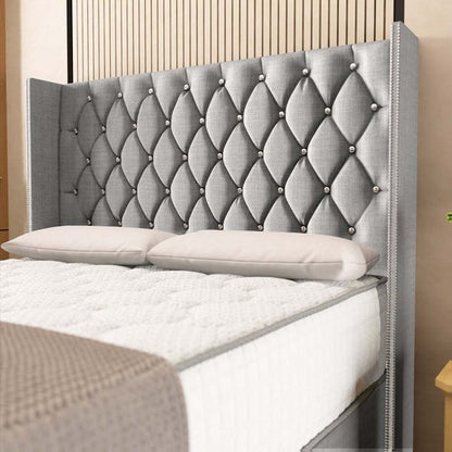 Luxor Wingback Divan Bed - Silver Linoso