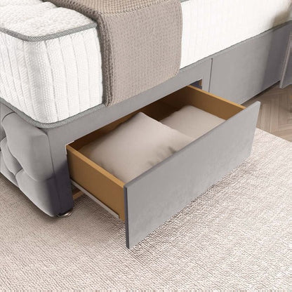 Luxor Wingback Divan Bed - Silver Plush Velvet