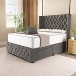 Luxor Wingback Divan Bed - Slate Grey Naples