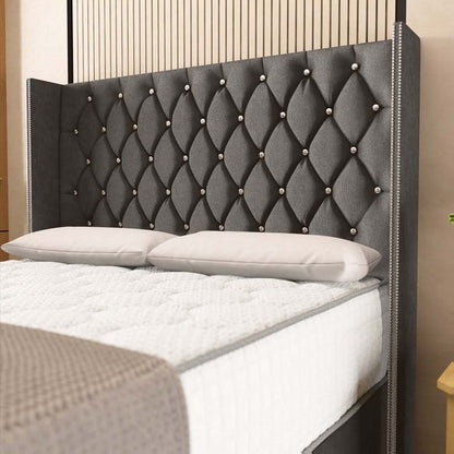 Luxor Wingback Divan Bed - Slate Grey Naples