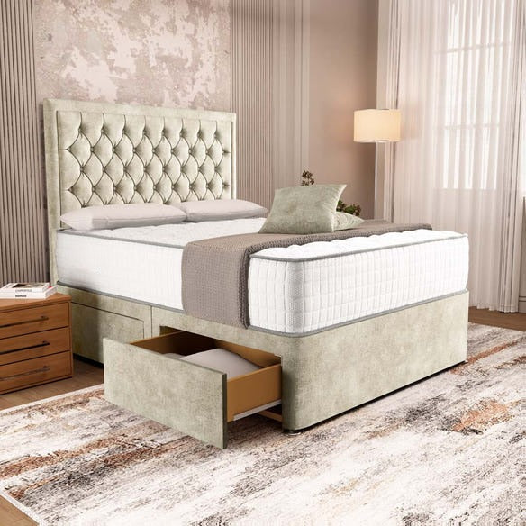 Madrid Chesterfield Divan Bed - Almond Coniston
