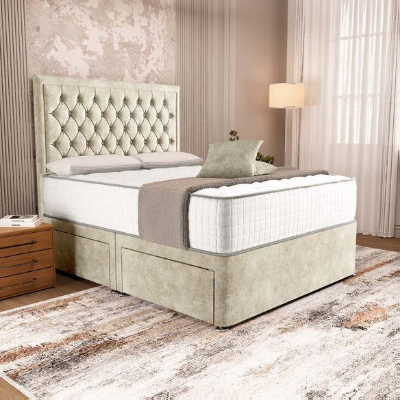 Madrid Chesterfield Divan Bed - Almond Coniston