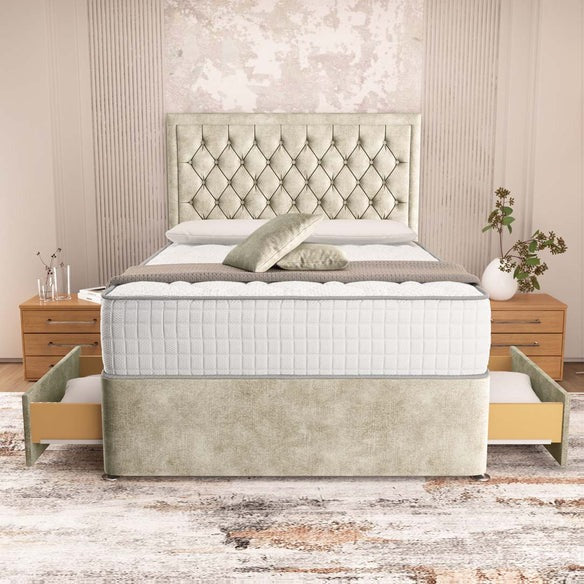 Madrid Chesterfield Divan Bed - Almond Coniston
