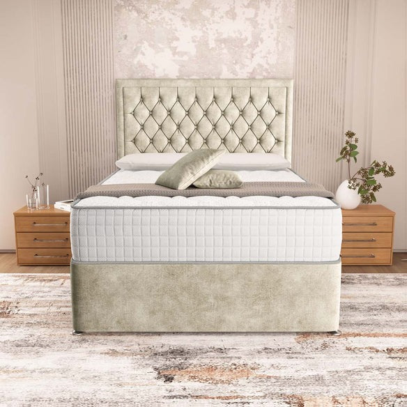 Madrid Chesterfield Divan Bed - Almond Coniston