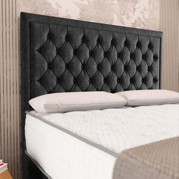 Madrid Chesterfield Divan Bed - Black Chenille