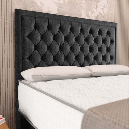 Madrid Chesterfield Divan Bed - Black Chenille
